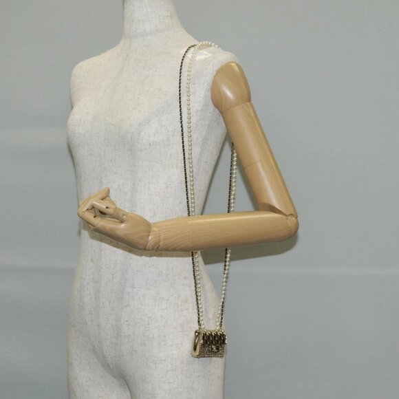 CHANEL Matelasse 2021S Pearl Necklace Metal Gold tone CC Auth 131853SM - Picture 14 of 16